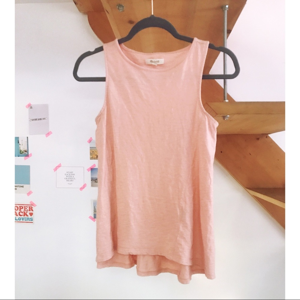 Madewell high low hem tank in soft pink